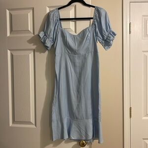 Light Blue Puff Sleeve Dress